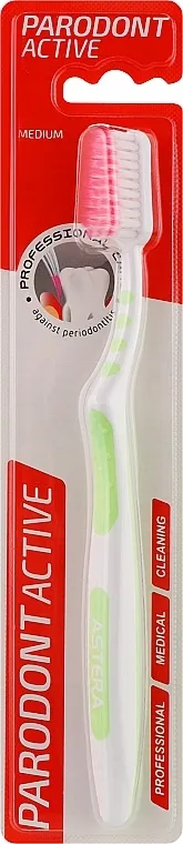 Astera Parodont Active Medium Toothbrush četkica za zube, srednje tvrda, belo-mentol boje