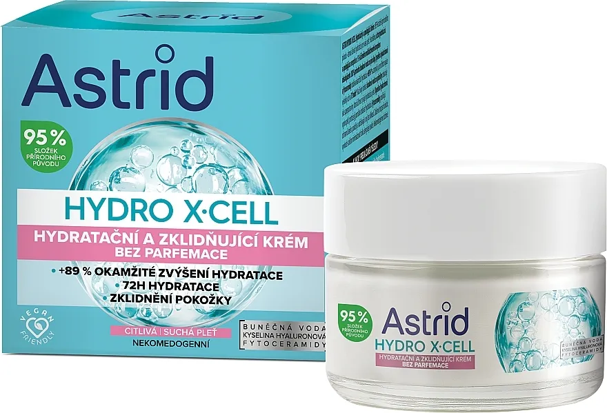 Astrid Hydro X-Cell Moisturizing &amp; Soothing Cream Fragrance Free Hidratantna i umirujuća krema za lice