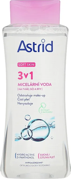 Astrid Micellar Water For Dry And Sensitive Skin Soft Skin Micelarna voda