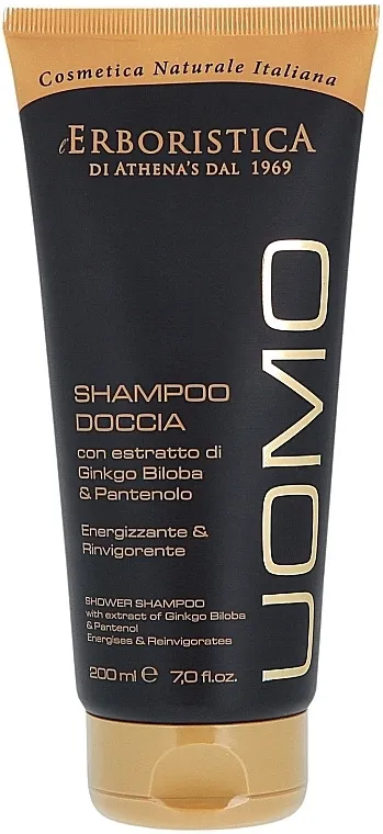 Athena's Erboristica Uomo Shower Shampoo Šampon i gel za tuširanje 2 u 1 s ekstraktom ginka bilobe i pantenolom