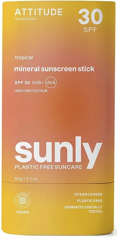 Attitude Sunly Mineral Sunscreen Stick SPF30 Tropski stik za zaštitu od sunca
