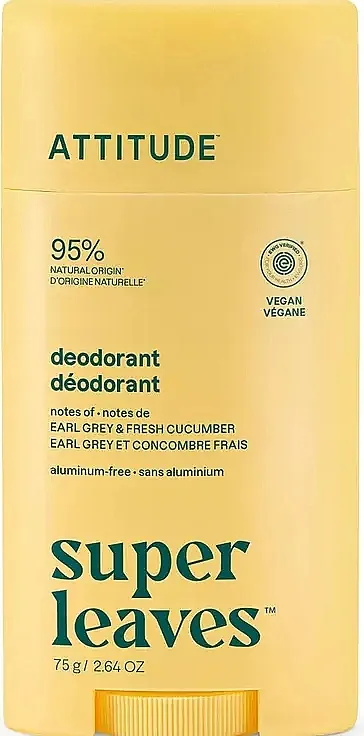 Attitude Super Leaves Deodorant Earl Grey &amp; Fresh Cucumber Stik za dezodorans 'Erl Grej i sveža krastavica'