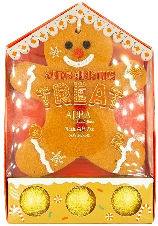 Aura Cosmetics Christmas Bath Gift Set (bath/bombs/3x30g + sponge) Božićni set