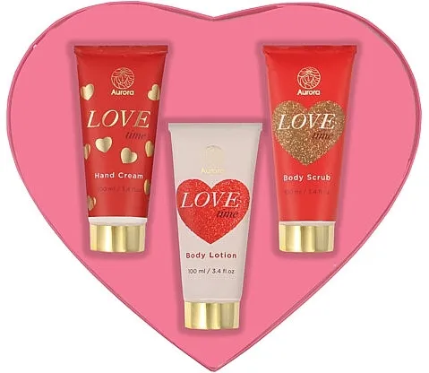 Aurora Love Time Gift Set (h/cr/100ml + b/balm/100ml + scrub/100ml) Set za negu tela