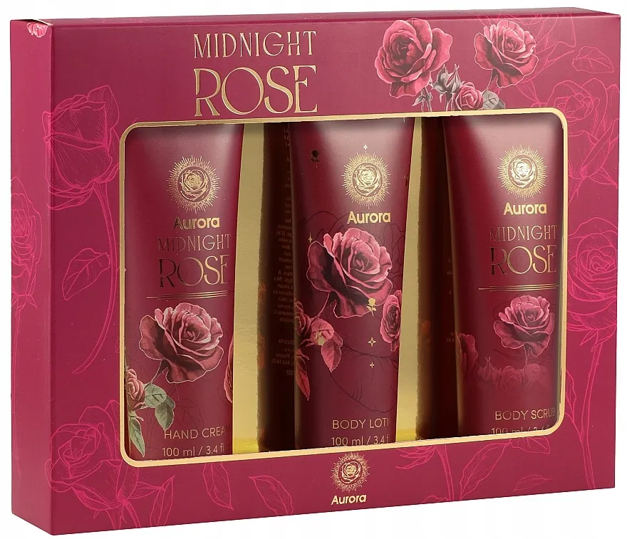 Aurora Midnight Rose Box (h/cr/100ml + b/balm/100ml + b/scrub/100ml) Set