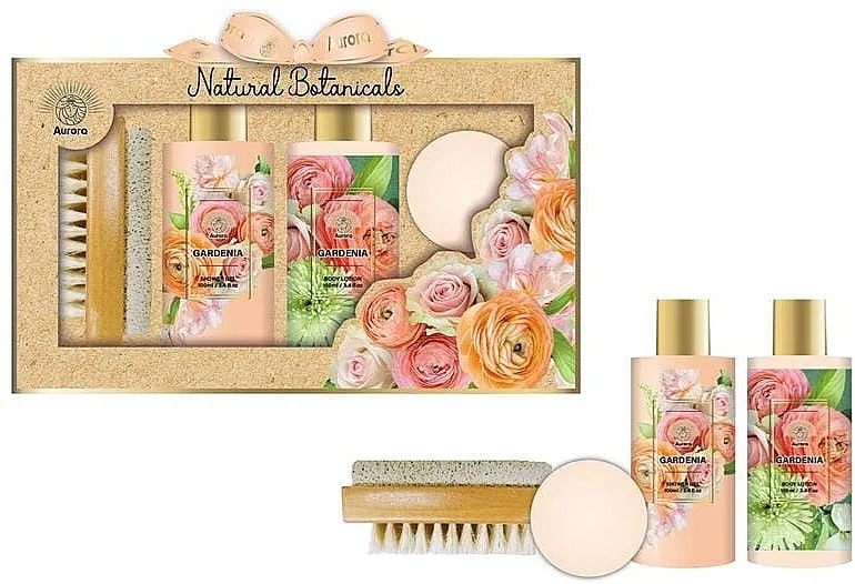 Aurora Natural Botanicals Bath Set (sh/gel/100ml + b/lot/100ml + brush/1pc + bath/fizzer/1pc)