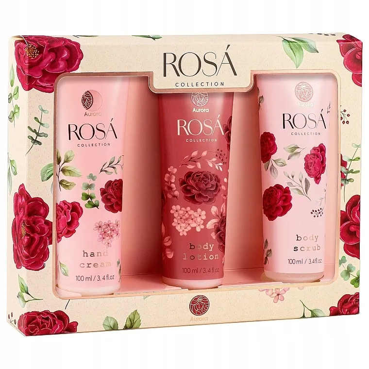 Aurora Rose Collection (b/scrub/100ml + b/lot/100ml + hand/cr/100ml) Set