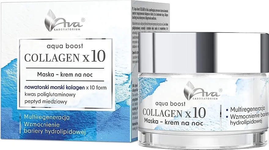 Ava Laboratorium Aqua Boost Collagen x10 Night Cream Mask Noćna maska-krema za lice