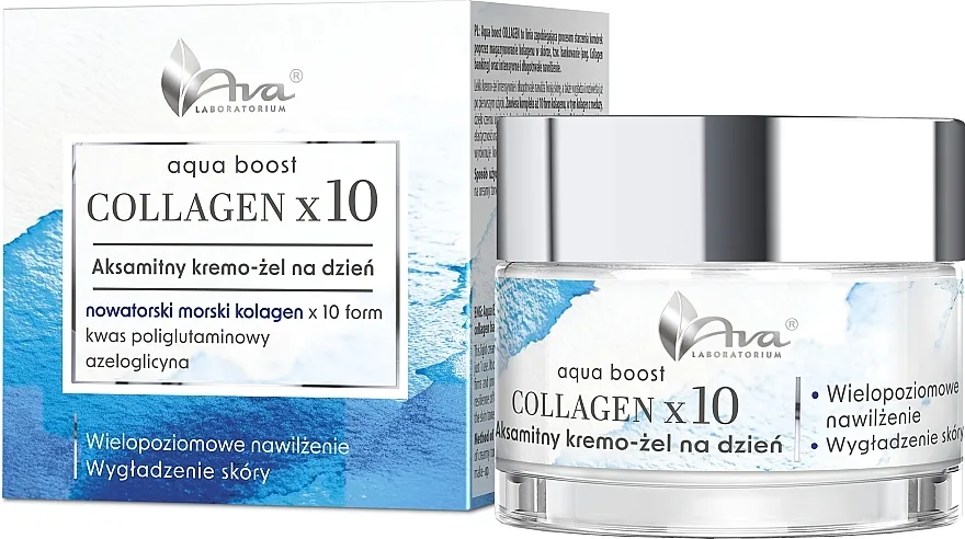 Ava Laboratorium Aqua Boost Collagen x10 Velvety Day Cream-Gel Dnevna krema-gel za lice