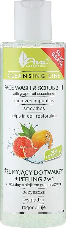 Ava Laboratorium Cleansing Line Face Wash &amp; Scrub 2 In 1 With Grapefruit Essential Oil Gel za čišćenje 2 u 1