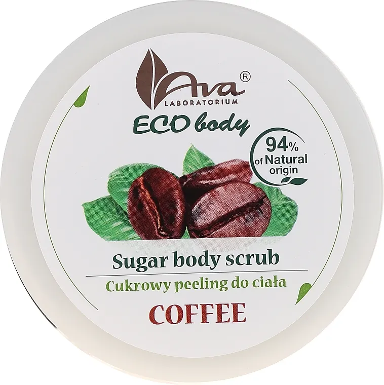 Ava Laboratorium Eco Body Natural Sugar Scrub Coffee Piling za tijelo "Kava"