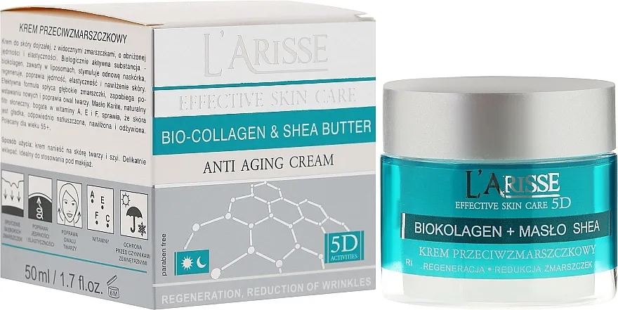 Ava Laboratorium L'Arisse 5D Anti-Wrinkle Cream Bio Collagen + Shea Butter Krema protiv bora s kolagenom i shea maslacem 55+