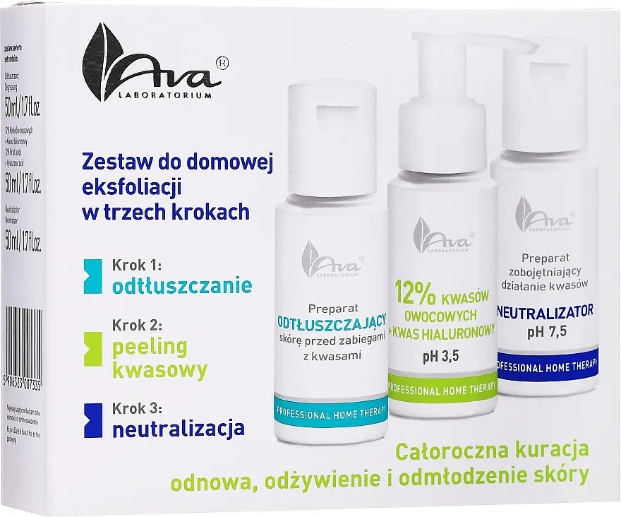 AVA Laboratorium Professional Home Therapy (lot/50ml + peeling/50ml + neutrolizer/50ml) Set za kućni piling u tri koraka