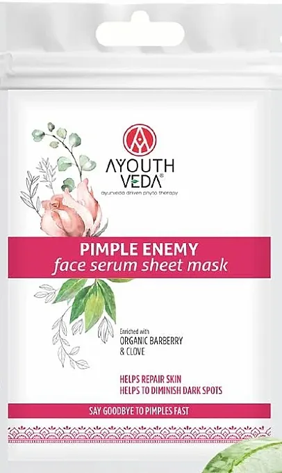 Ayouthveda Face Serum Sheet Mask Maska u maramici sa serumom Neprijatelj Bubuljica