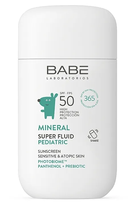Babe Laboratorios Pediatric Fluid Super fluid za zaštitu od sunca za decu sa pantenolom i prebiotikom SPF 50