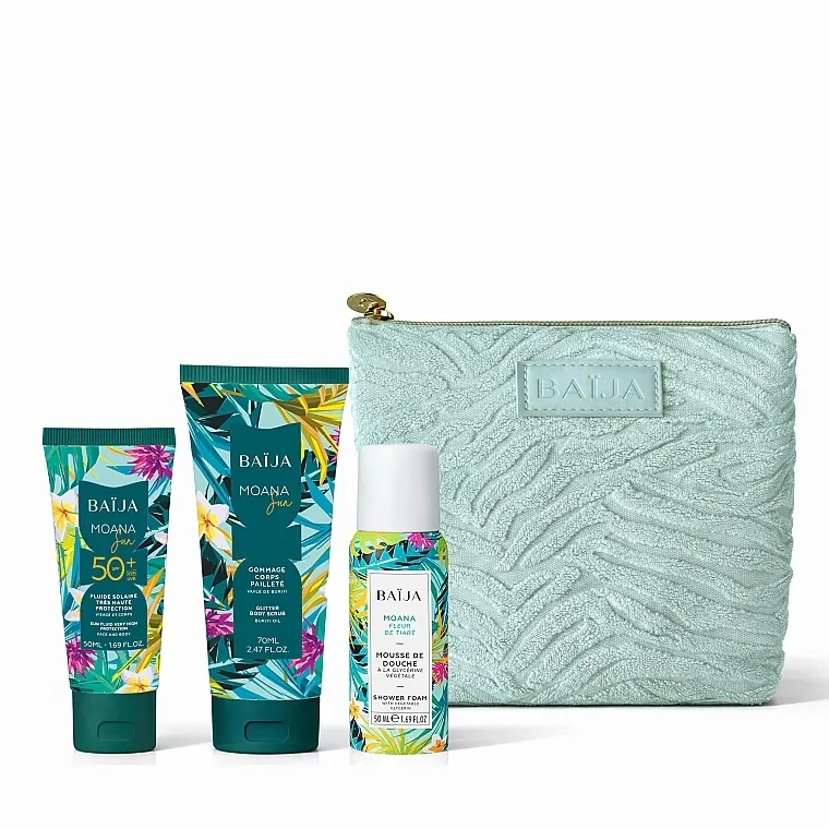 Baija Moana Sun (sh/foam/50ml + b/scrub/70ml + fluid/50ml + cosmetic bag) Set