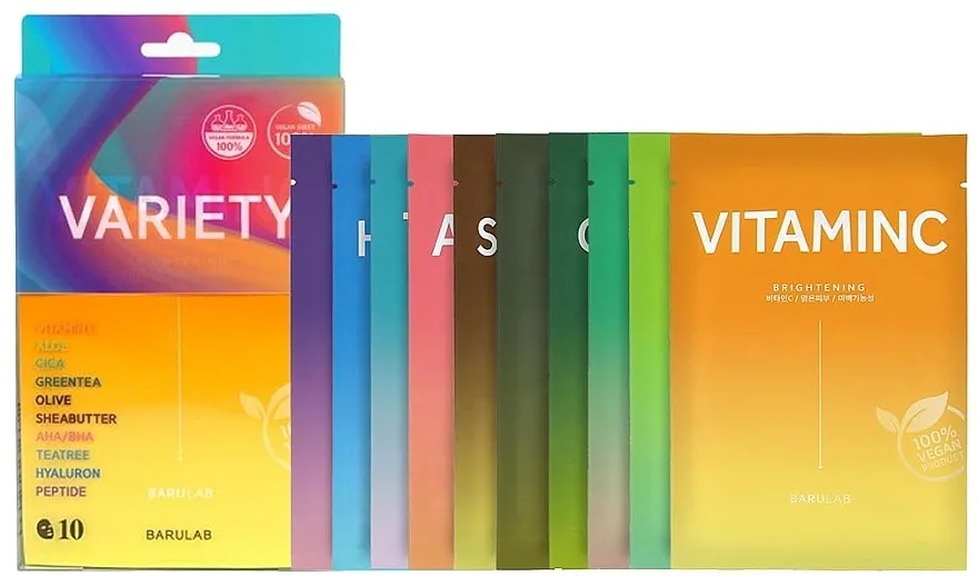 Barulab Variety Face Mask Set Set, 10 proizvoda