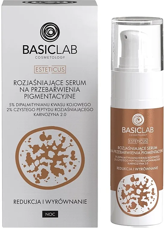 BasicLab Dermocosmetics Esteticus Face Serum Posvetljujući serum za pigmentne mrlje sa 5% dipalmitinatom kojinske kiseline