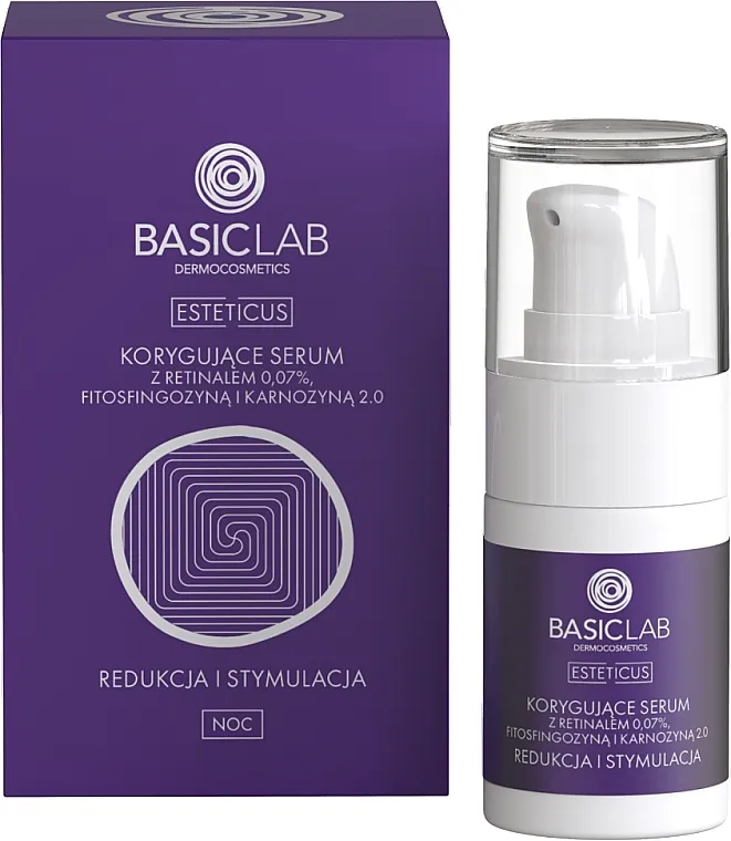 BasicLab Dermocosmetics Esteticus Korektivni serum s 0,07% retinolom, fitosfingozinom i karnozinom 2.0
