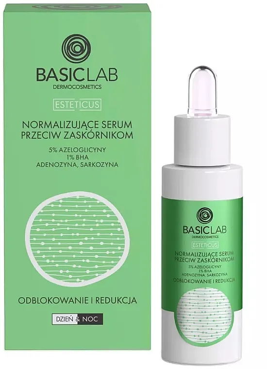 BasicLab Dermocosmetics Esteticus Normališući serum protiv mitisera sa 5% azeloglicina i 1% BHA