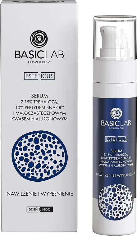 BasicLab Dermocosmetics Esteticus Specijalizirani serum s 15% trehalozom, 10% SNAP-8 peptidom i hijaluronskom kiselinom niske molekulske mase