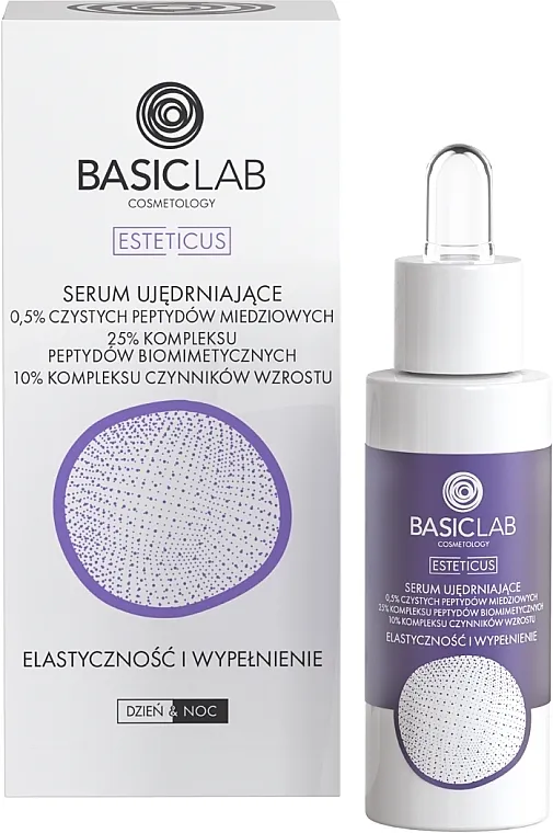 BasicLab Dermocosmetics Esteticus Učvršćujući serum 0,5% čistih peptida bakra "Elastičnost i punjenje"
