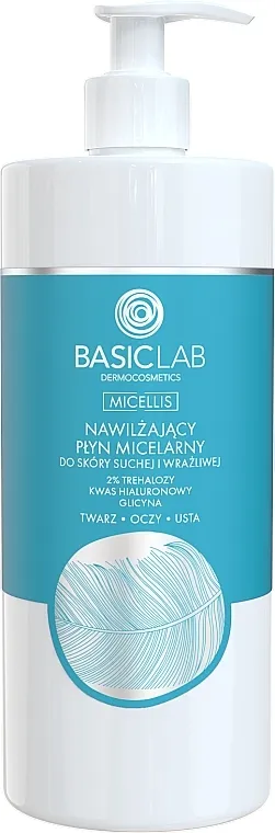 BasicLab Dermocosmetics Micellis Hidratantna micelarna voda za suvu i osetljivu kožu 2% trehaloza, hijaluronska kiselina, glicin