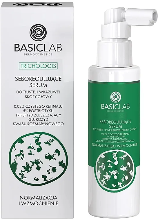 BasicLab Dermocosmetics Trichologis Sebi sebum serum za masnu i osetljivu kožu glave sa retinalom 0,02%