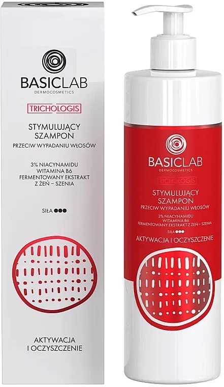 BasicLab Dermocosmetics Trichologis Stimulativni šampon protiv opadanja kose, 3% niacinamida