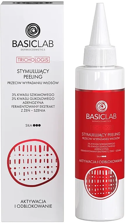 BasicLab Dermocosmetics Trichologis Stimulativni piling protiv opadanja kose sa 3% šikiminske kiseline, 3% glikolne kiseline