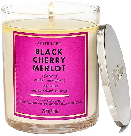Bath &amp; Body Works Black Cherry Merlot Single Wick Candle Mirisna sveća sa jednim fitiljem Black Cherry Merlot