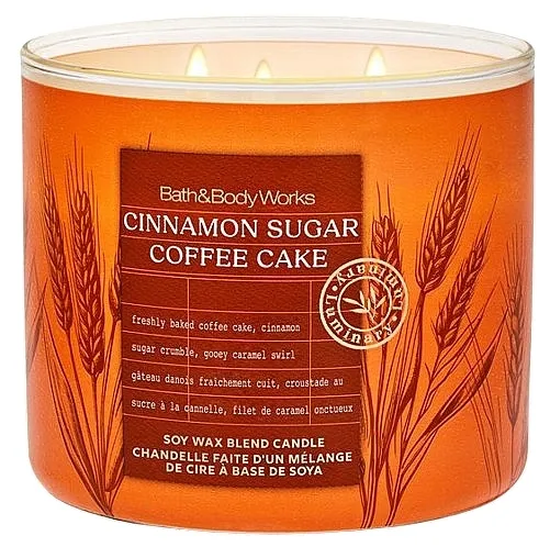 Bath &amp; Body Works Cinnamon Sugar Coffee Cake 3-Wick Candle Mirisna sveća, sa 3 fitilja