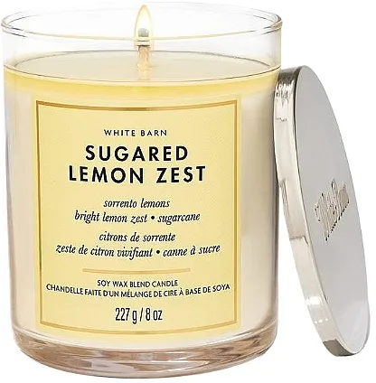Bath &amp; Body Works Sugared Lemon Zest Single Wick Candle Mirišljava sveća sa jednim fitiljem Sugared Lemon Zest