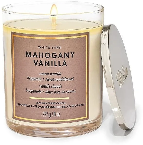 Bath and Body Works Mahogany Vanilla Single Wick Candle Mirisna svijeća