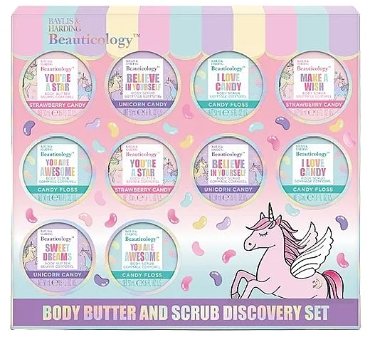 Baylis &amp; Harding Beauticology Candy Body Scrub &amp; Butter Discovery Gift Set Komplet, 10 proizvoda