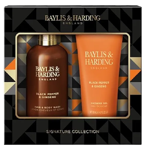 Baylis &amp; Harding Black Pepper &amp; Ginseng Luxury Bathing Duo Gift Set (hair/body/wash/300ml + sh/gel/200ml)