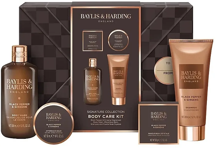 Baylis &amp; Harding Black Pepper &amp; Ginseng Men's Body Care Kit Gift Set (b/wash/300ml + sh/200ml + ash/b/50ml + polisher)