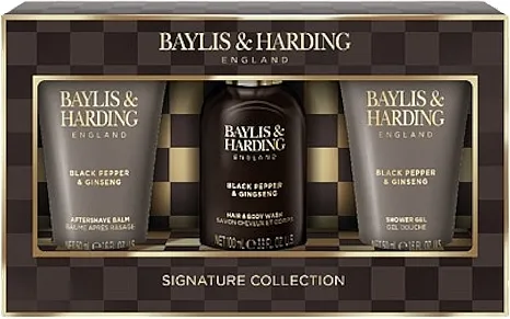 Baylis &amp; Harding Black Pepper &amp; Ginseng Men's Luxury Mini Trio Gift Set (ash/balm/50ml + shm/100ml + sh/gel/50ml)