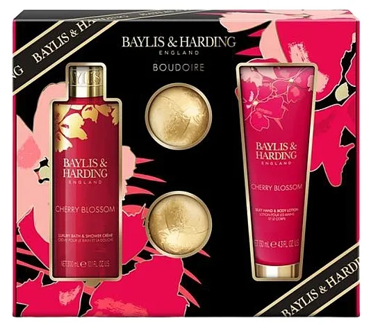 Baylis &amp; Harding Boudoire Cherry Blossom Luxury Bathing Treats Gift Set (sh/cr/200ml + lot/200ml + b/bomb/2x75g)