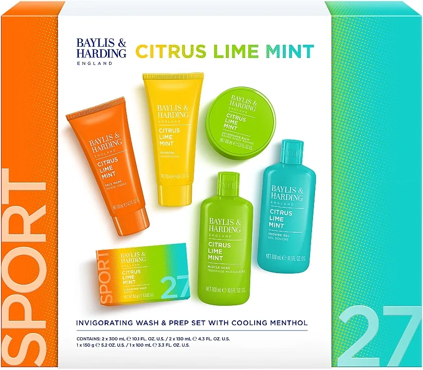 Baylis &amp; Harding Citrus, Lime &amp; Mint Men's Invigorating Shower &amp; Prep Gift Set Set, 6 proizvoda