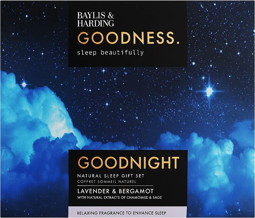 Baylis &amp; Harding Goodness Sleep Goodnight Set (b/wash/150 ml + b/soak/150ml + b/salt/250g + pillow/mist/100ml) Komplet