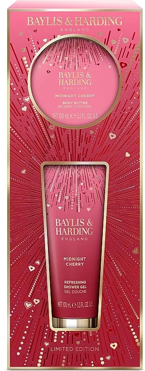 Baylis &amp; Harding Midnight Cherry Indulgent Body Pamper Duo Set (sh/gel/100ml + butter/100ml)