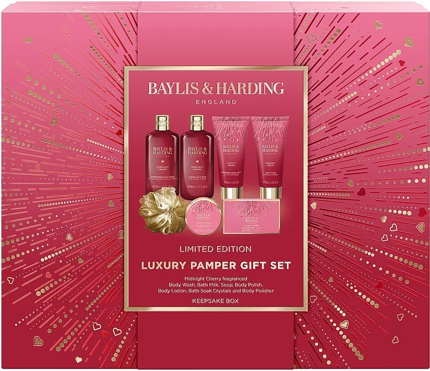 Baylis &amp; Harding Midnight Cherry Luxury Pamper Gift Set Set, 7 proizvoda