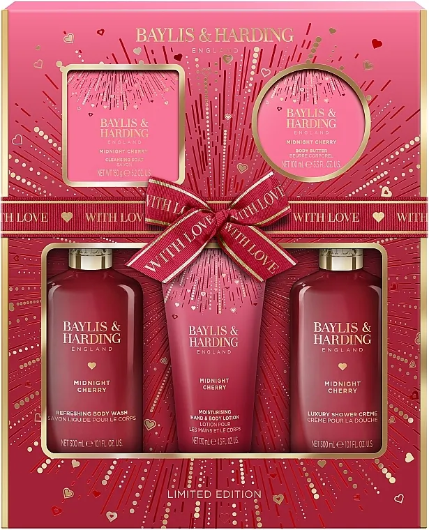 Baylis &amp; Harding Midnight Cherry Perfect Pamper Gift Set Set, 5 proizvoda