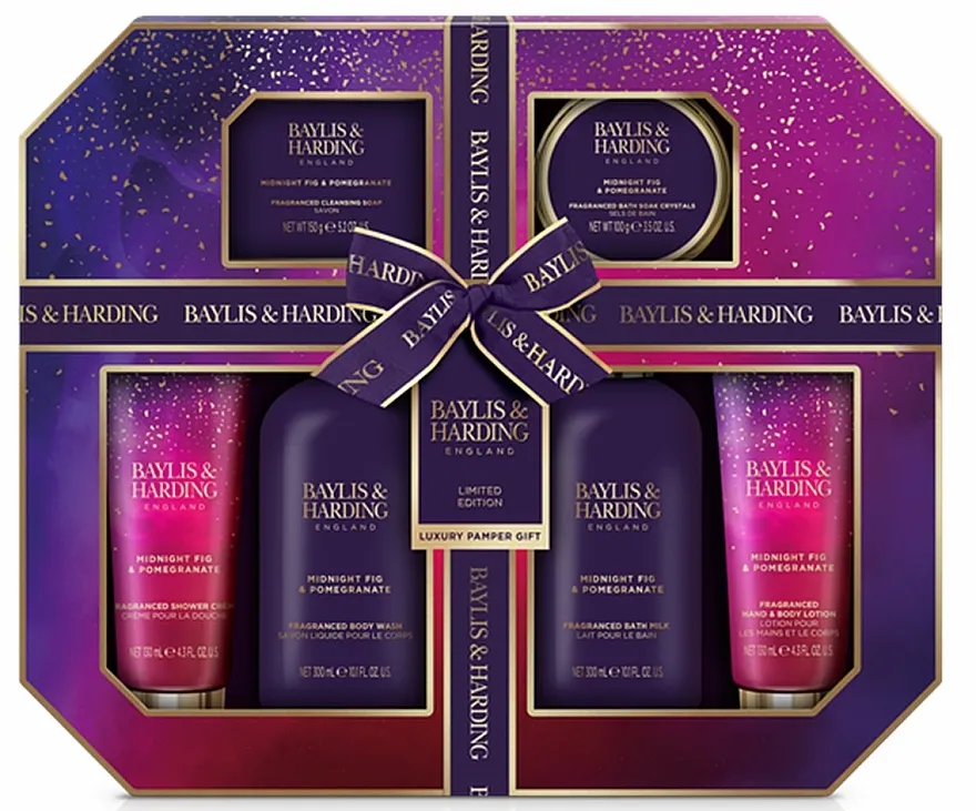 Baylis &amp; Harding Midnight Fig &amp; Pomegranate Ultimate Bathing Large Gift Set Set, 6 proizvoda