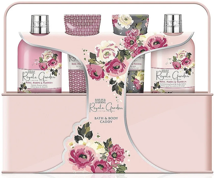 Baylis &amp; Harding Royale Garden Rose, Poppy &amp; Vanilla (sh/cr/300ml + b/h/lot/300ml + cl/gel/125ml + sh/gel/125ml) Set