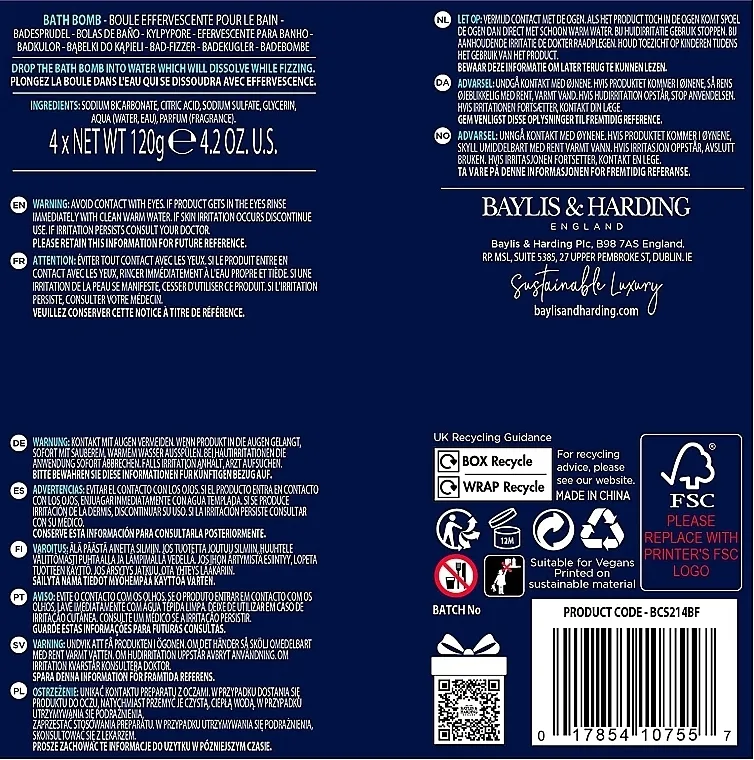 Baylis &amp; Harding Shark 4 Bath Fizzer Set (b/fizzer/4x30g) Komplet za kupanje