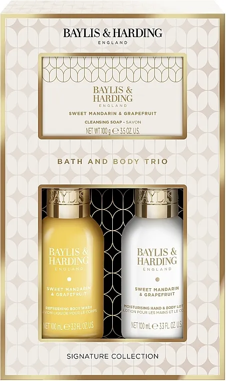 Baylis &amp; Harding Sweet Mandarin &amp; Grapefruit Pamper Body Trio Gift Set (b/wash/100ml + b/lot/100ml + soap/100g)
