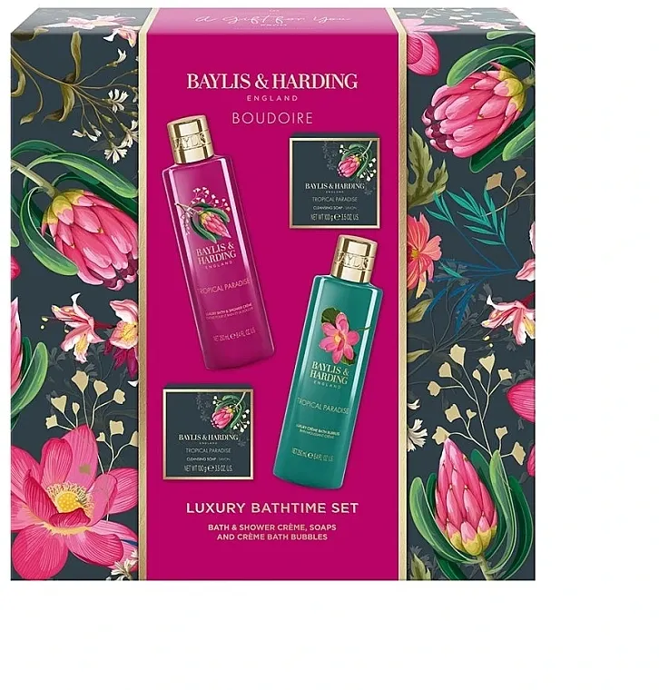 Baylis &amp; Harding Tropical Paradise Set (bubble/250ml +b/cr/250ml + soap/2x100g)