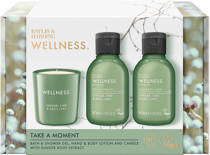 Baylis &amp; Harding Wellness Take A Moment Set (sh/gel/100ml + h/b/lot/100ml + candle/60g)